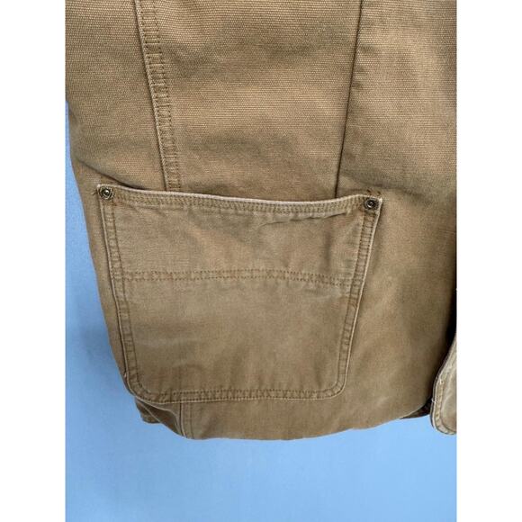 VTG Territory Ahead Jacket Mens Large Tan Duck Canvas Chore Aztec Lined Utility - Picture 5 of 16